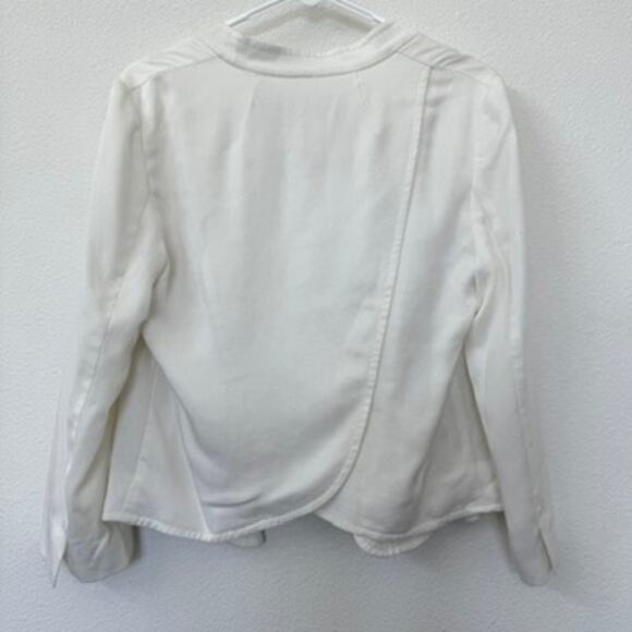 Cartonnier Cream Open Blazer Jacket Size 8 Tencel Tailored Minimalist Neutral - Picture 5 of 7